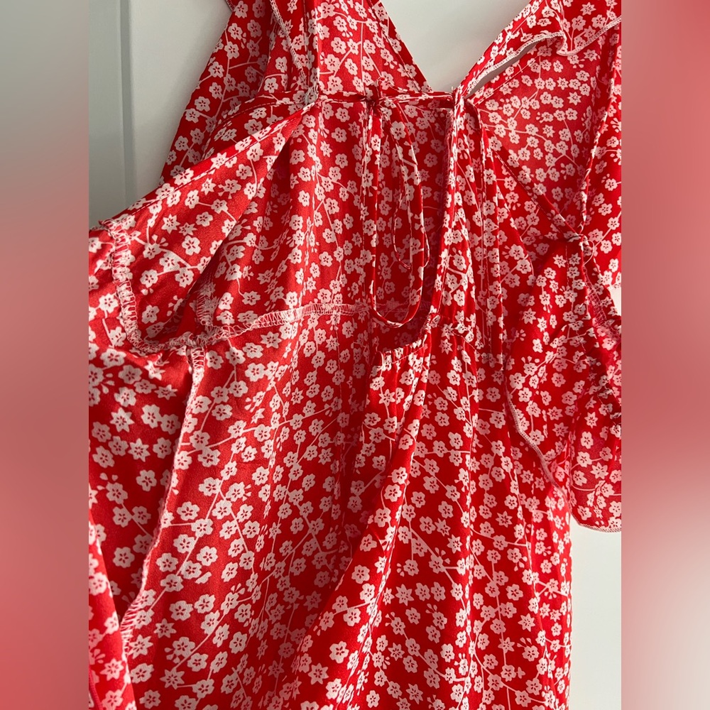 Red Floral Ruffle Dress - Picture 10 of 15